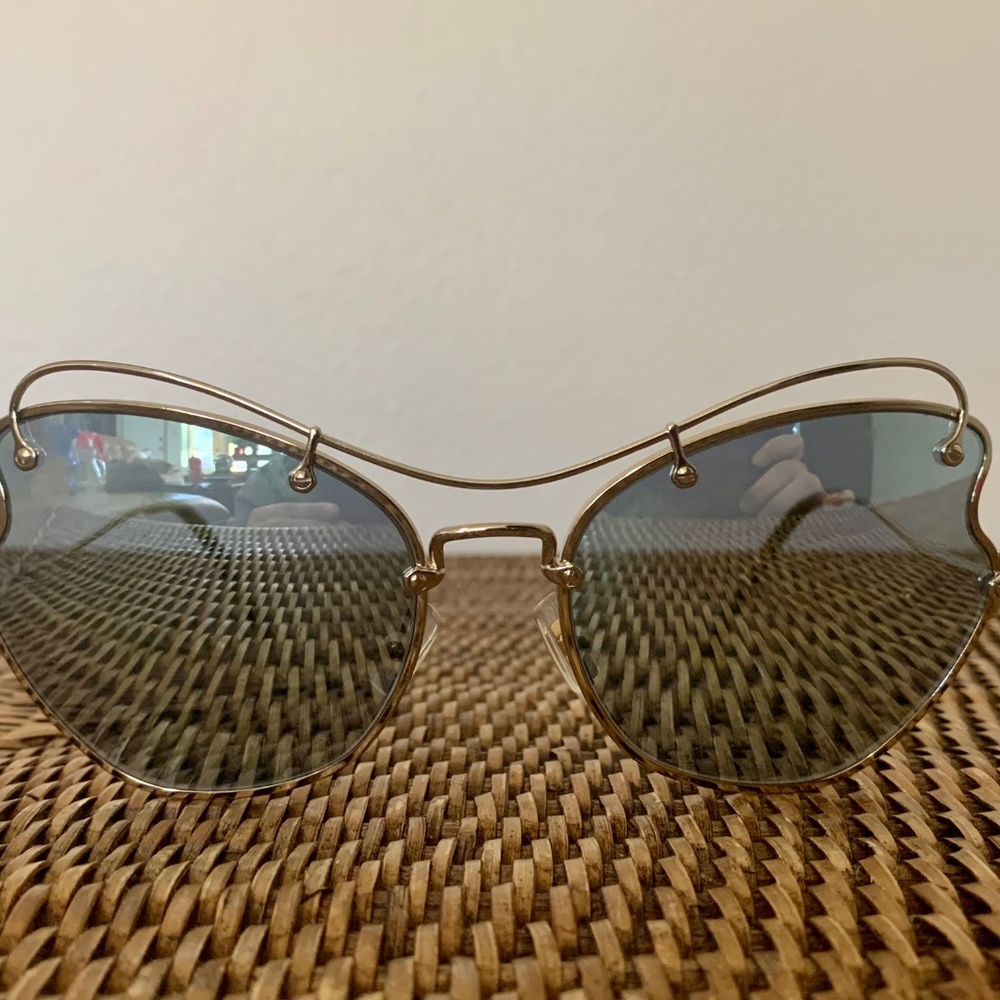 Miu Miu Scenique Butterfly Pale Gold Sunglasses Grey Lens